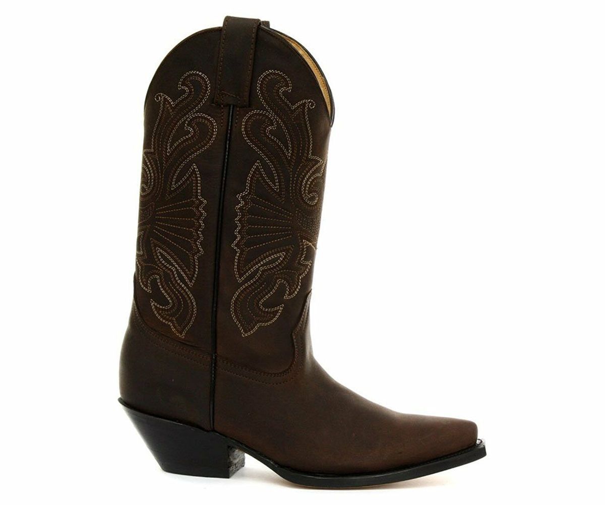 Braune Leder Western Cowboy Stiefel