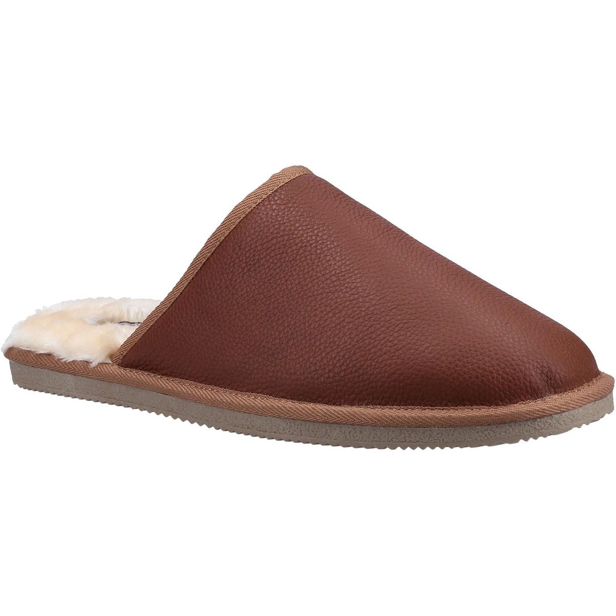 Herren Leder Pantoletten mit Fell