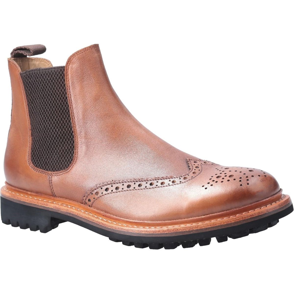 Cotswold Mens Siddington Commando Elastic Leather Dress Boot (Braun)