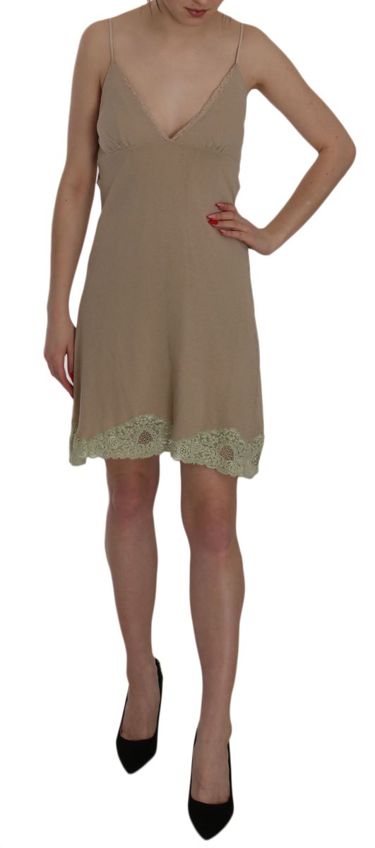 Spaghettiträgerkleid mit Spitzenbesatz