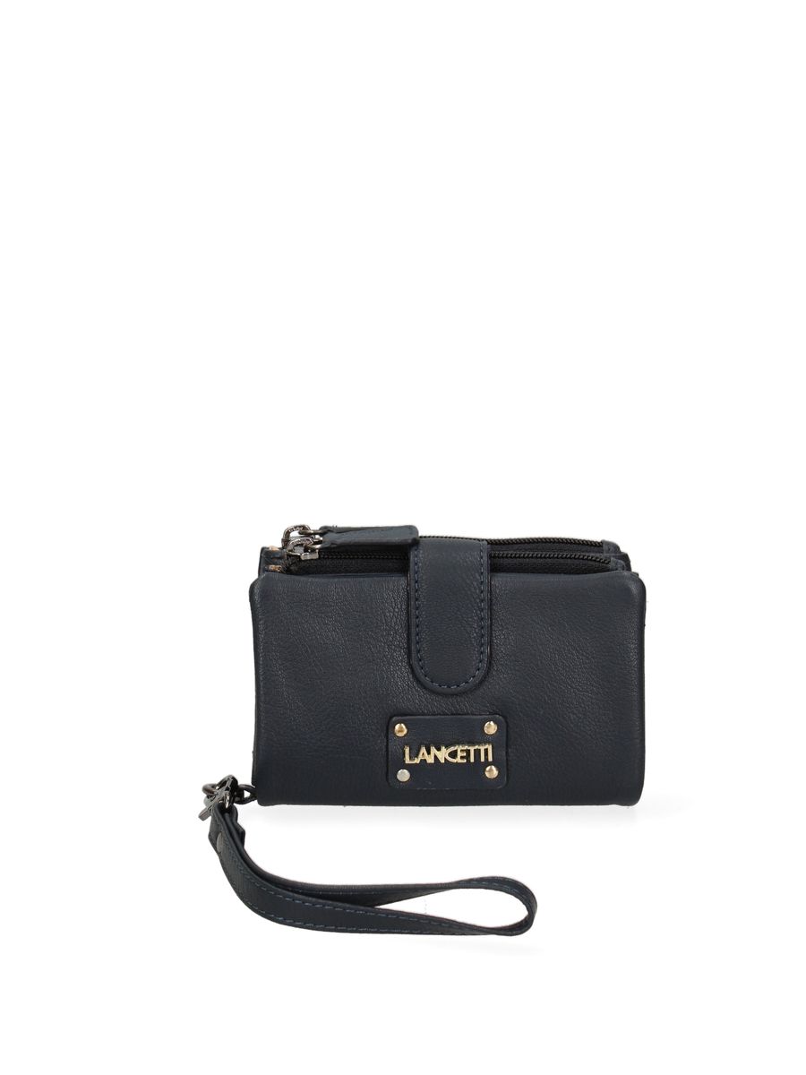 Kompaktes Leder-Bifold-Portemonnaie mit Riemen