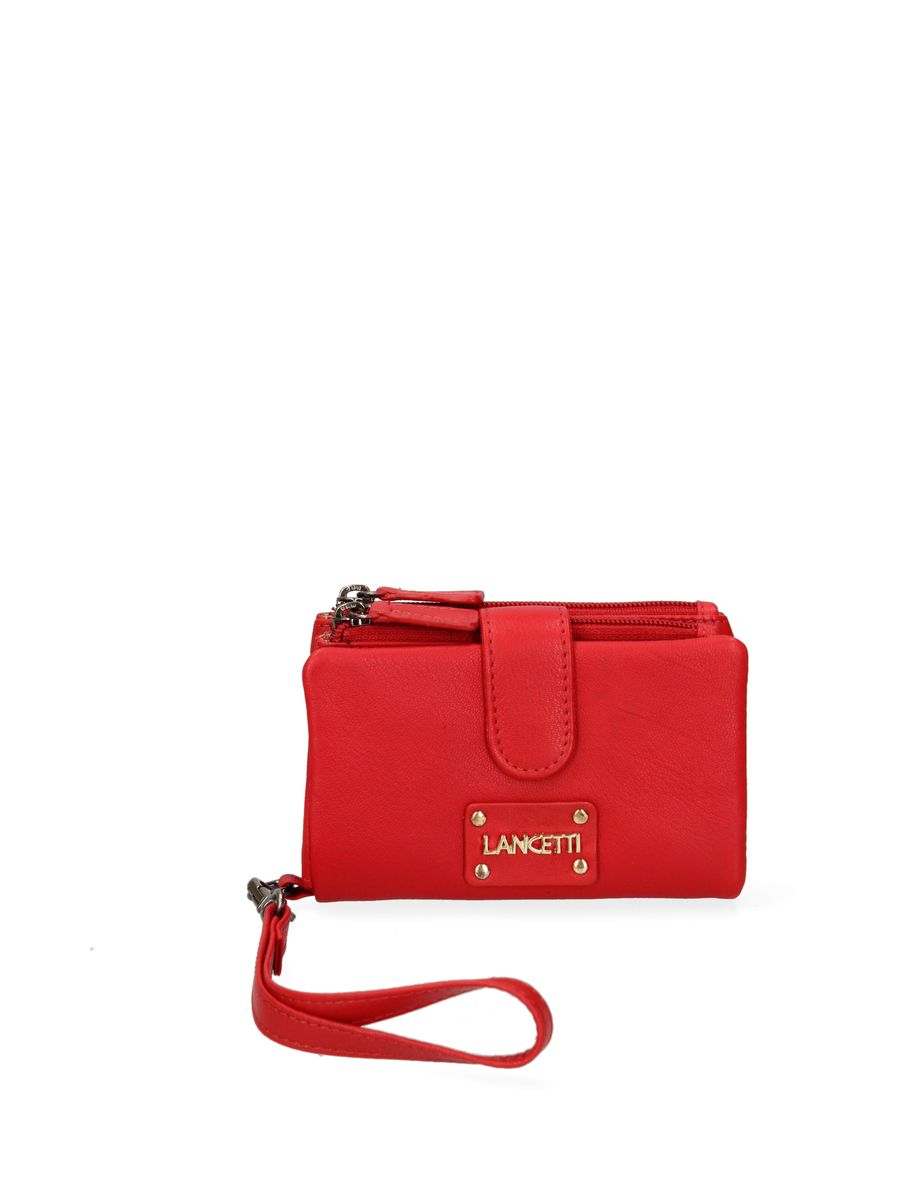Kompaktes Leder-Bifold-Portemonnaie mit Riemen