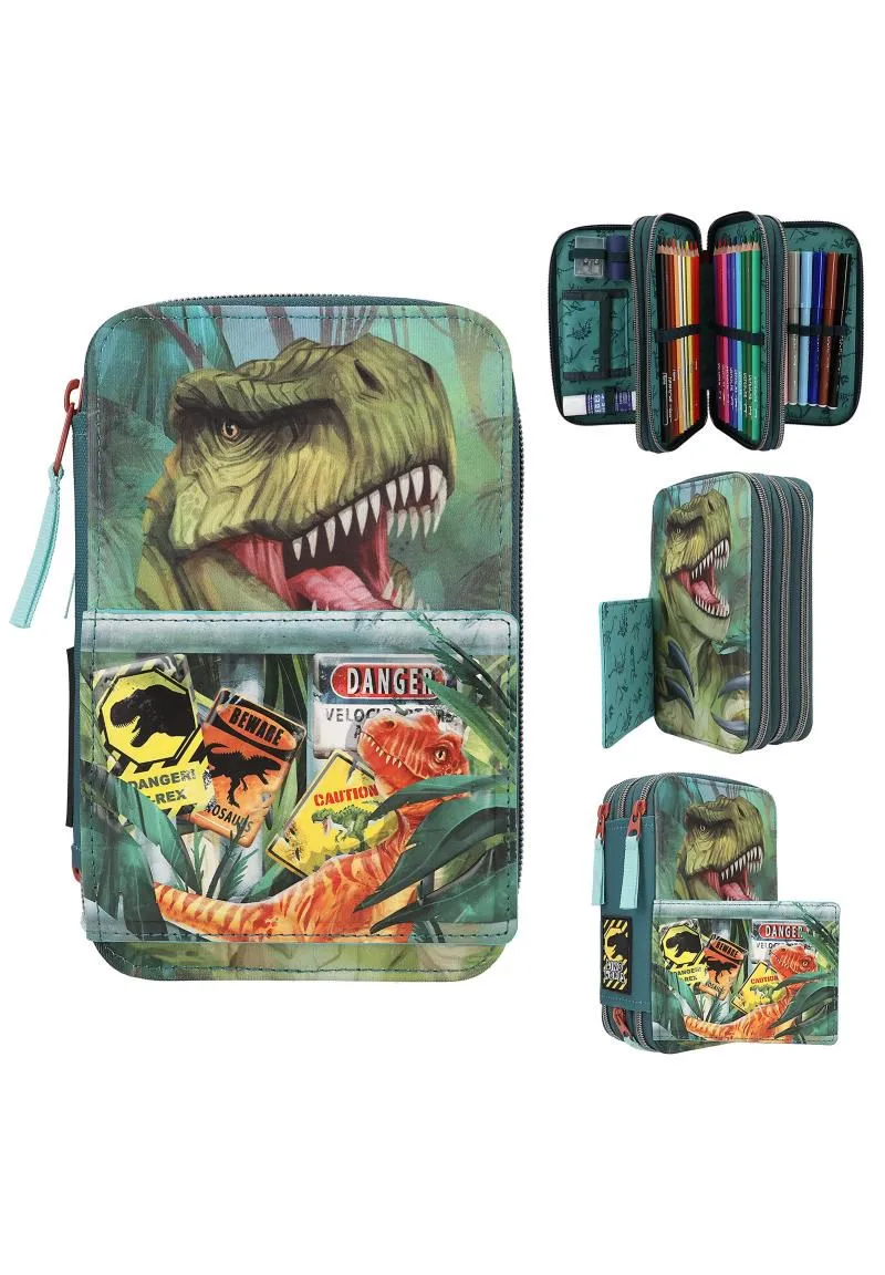 DEPESCHE Federtasche Danger Dino World 21 x 13 7,5 cm, mehrfarbig, 99