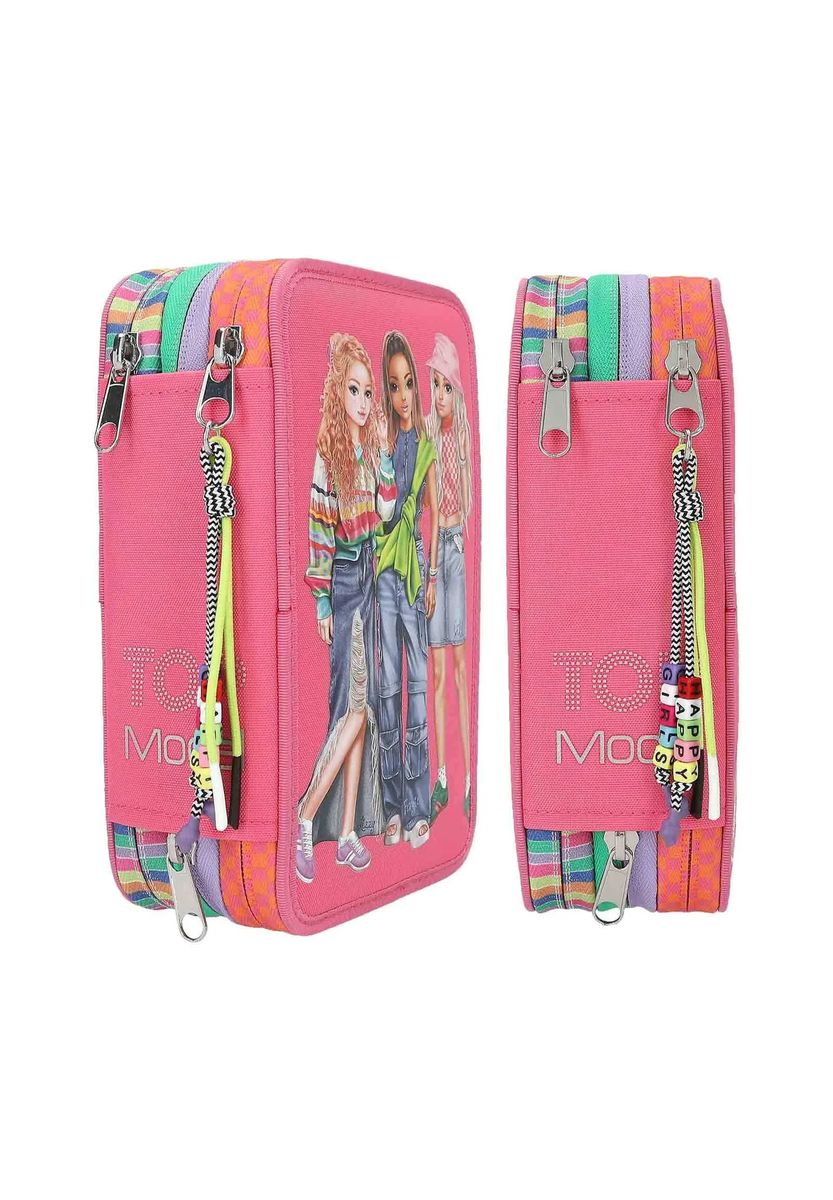 DEPESCHE 3-Fach Federtasche mit Stifte TOPModel 20,5 x 14,3 cm, pink, 99