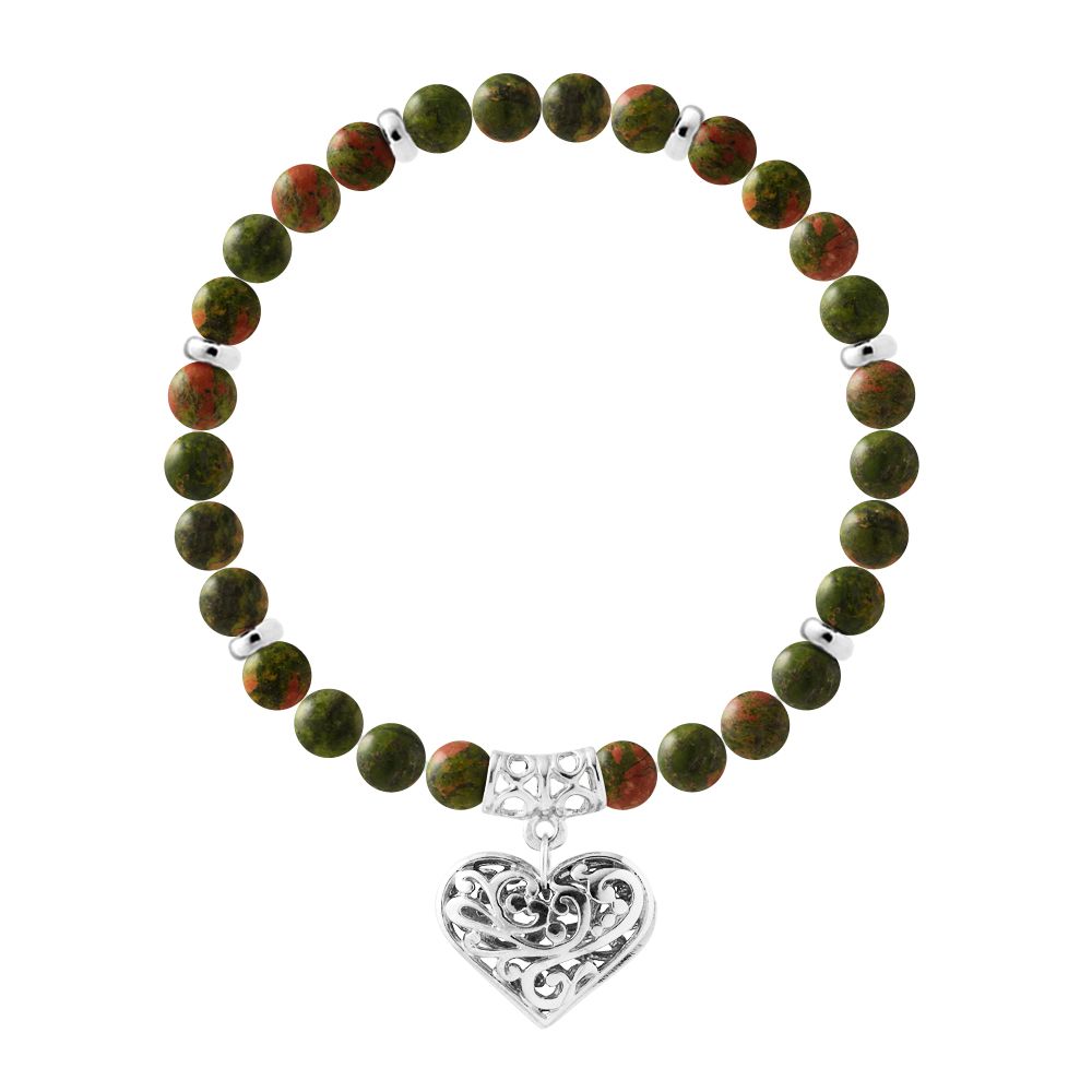 Unakit-Armband mit filigranem Herzanhänger