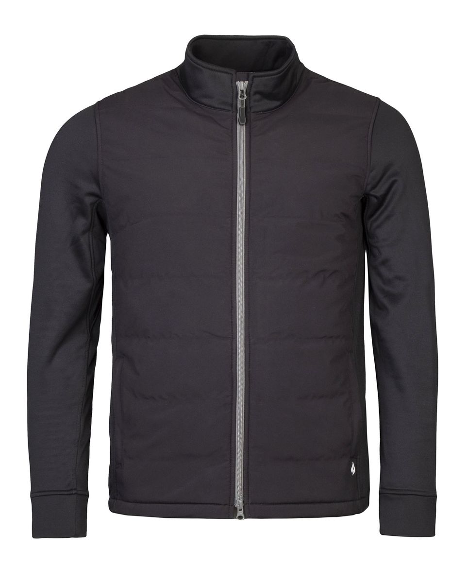 Schwarze Fleece gefütterte Herrenjacke mit durchgehendem Reißverschluss | Wärmehalter | isolierter wasserdichter Mantel mit Taschen - Schwarz