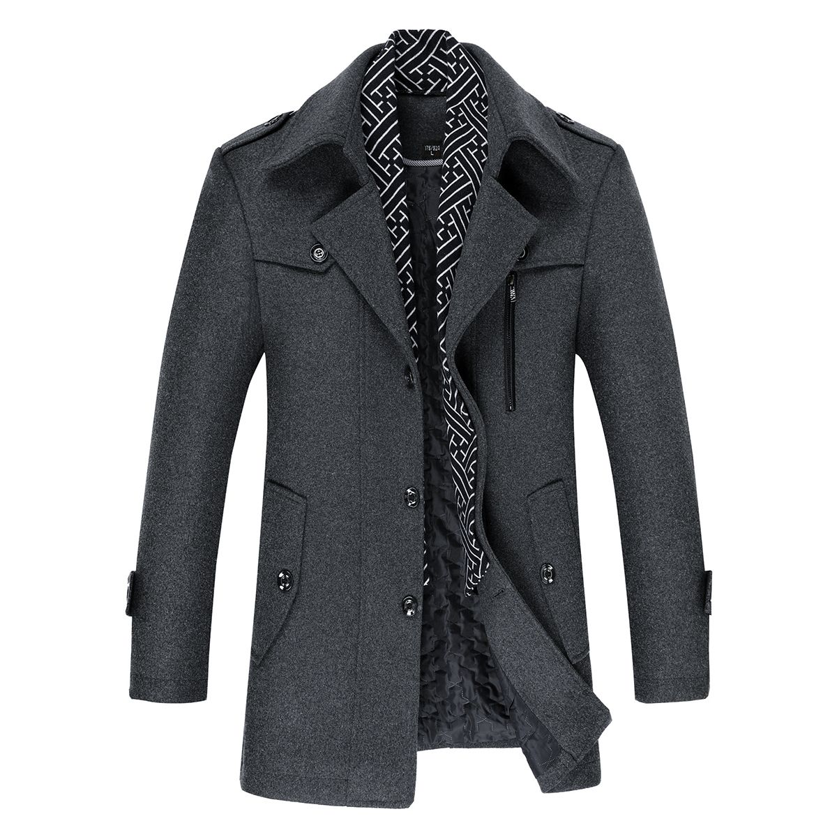 Herren Wollmischung Mantel Unifarben