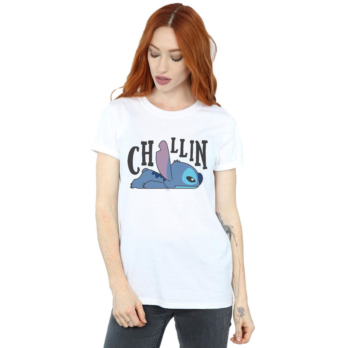 Stitch Chillin Boyfriend-Grafik-T-Shirt