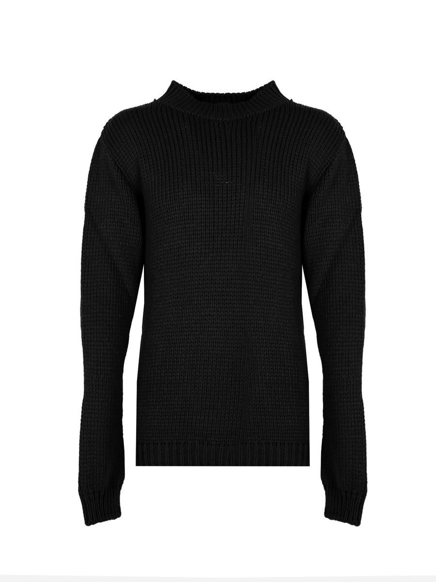 Klassischer Rippstrickpullover mit Stehkragen