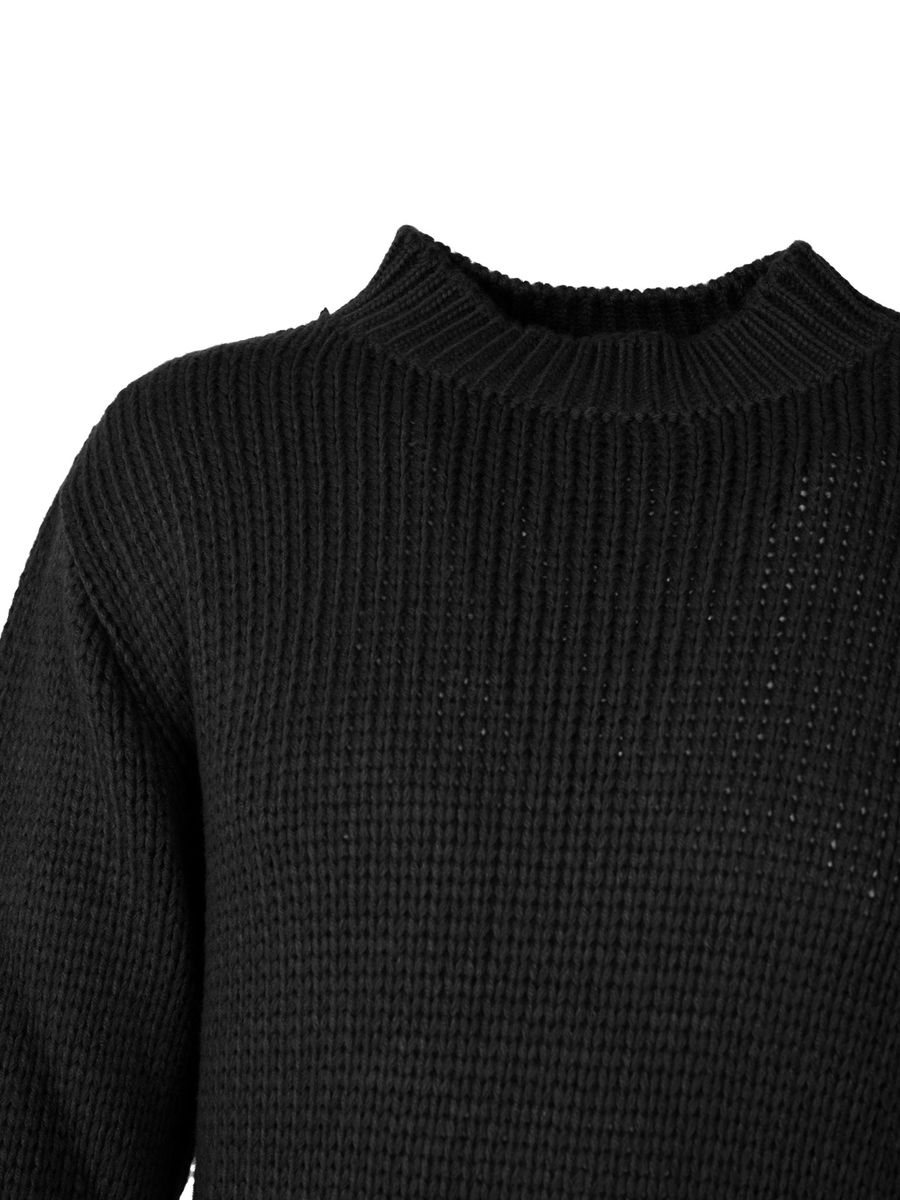 Grobstrick-Pullover mit hohem Kragen