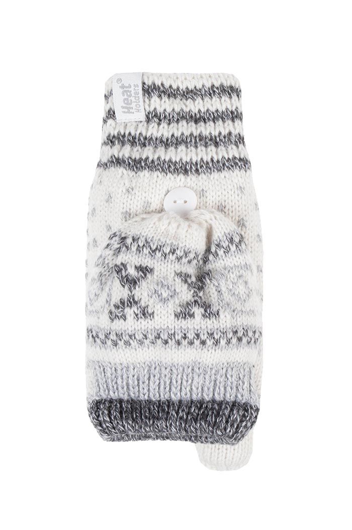 Ladies Warm Fairisle Patterned Thermal Fingerless Converter Handschuhe