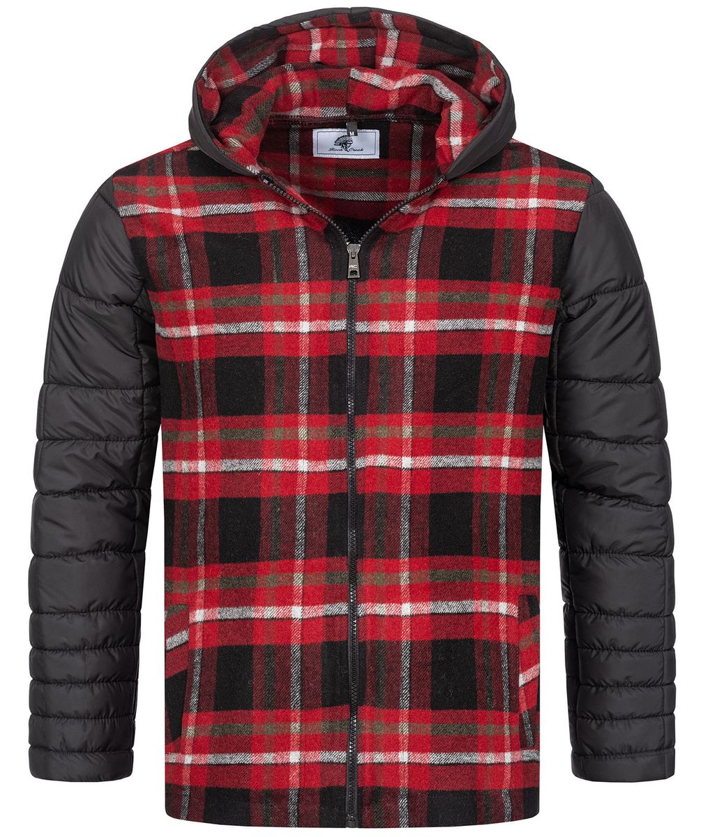 Plaid Wollmischung Pufferjacke