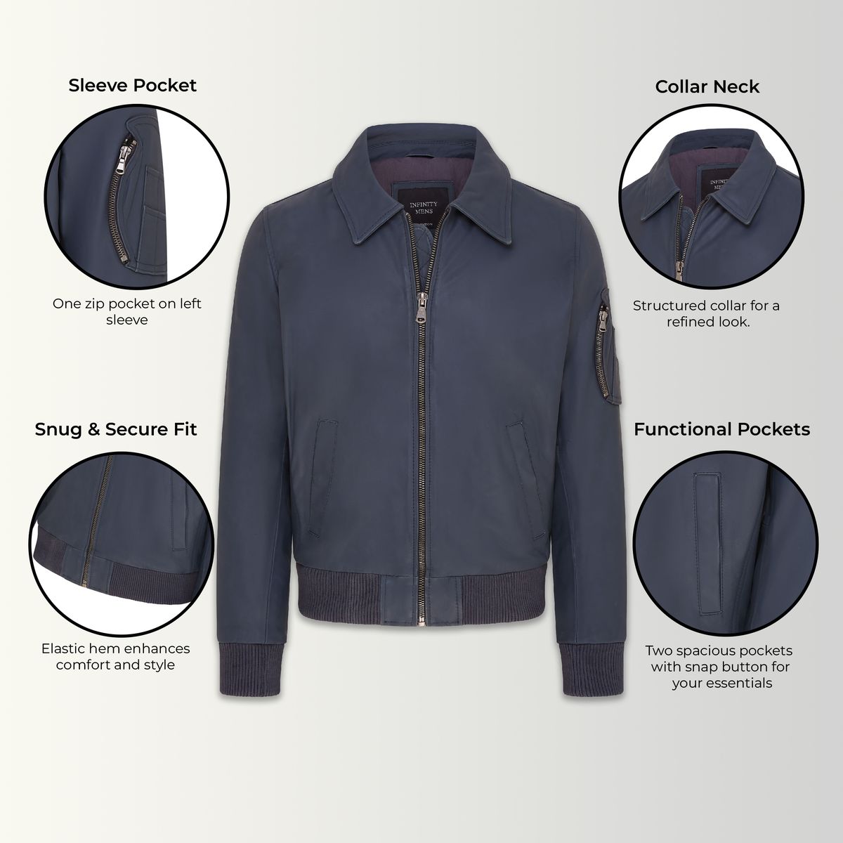 A2 Leder-Bomberjacke mit Kragen