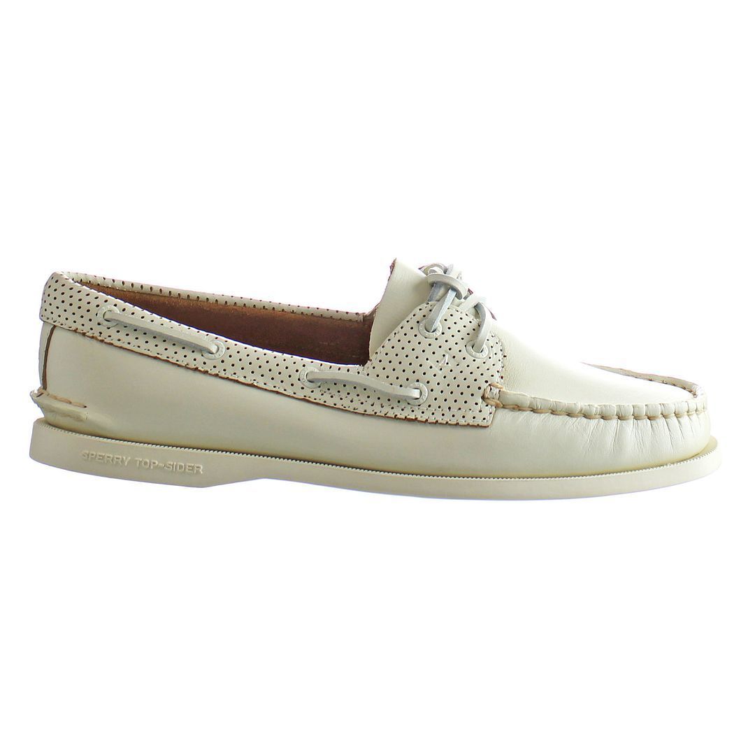 Sperry A/0 2-Eye Pin Perf Mens White Schuhe