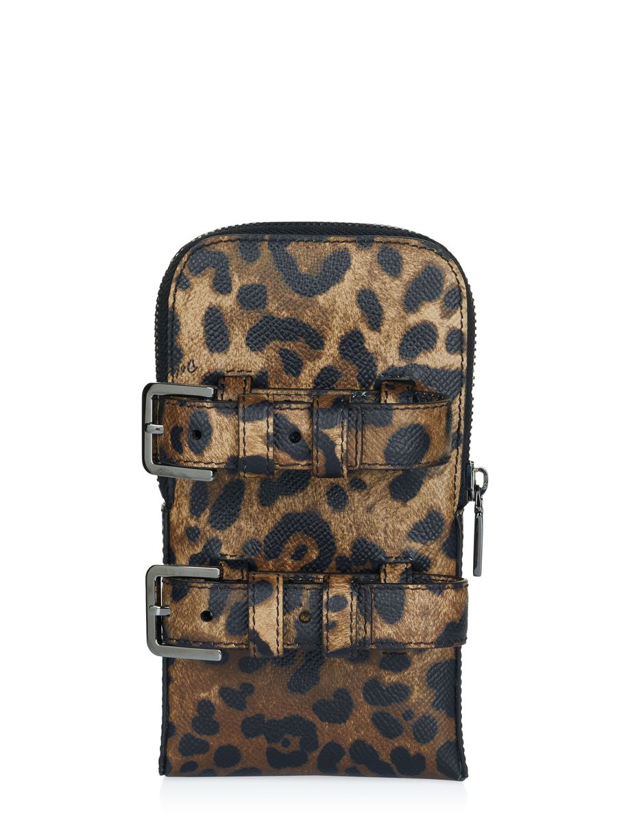 Handytasche aus Kalbsleder mit Leopardenmuster