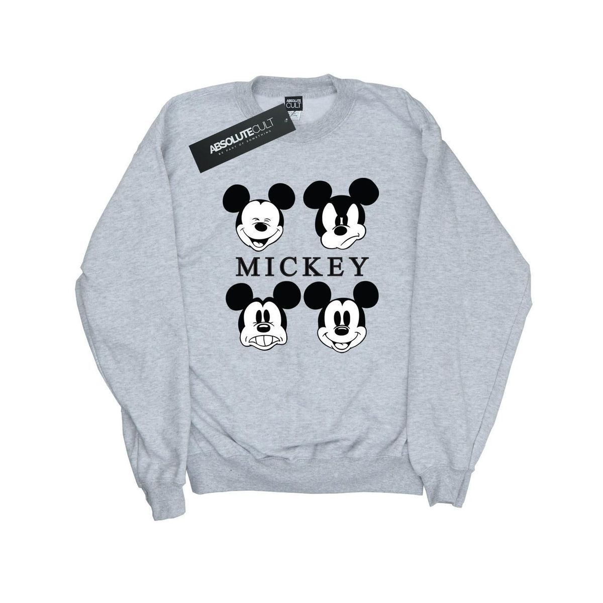 Disney Herren Vier Köpfe Mickey Mouse Baumwoll-Sweatshirt (Sport grau)