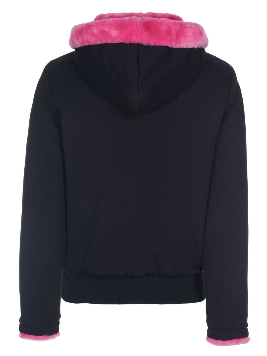 Wendbare Baumwoll-Kapuzenjacke mit Fellfutter
