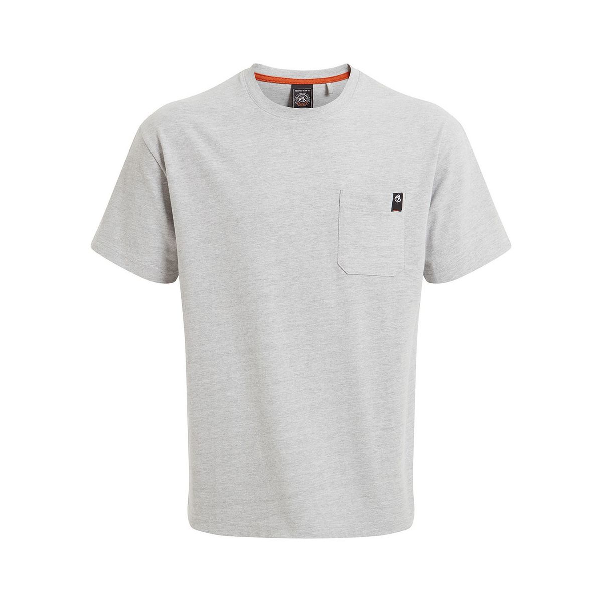 Herrenmeliertes graues T-Shirt mit Tasche