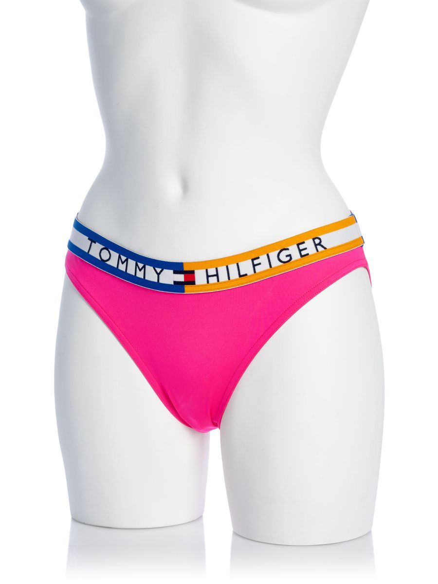 Pinkfarbener Bikini-Slip mit Logo-Bund