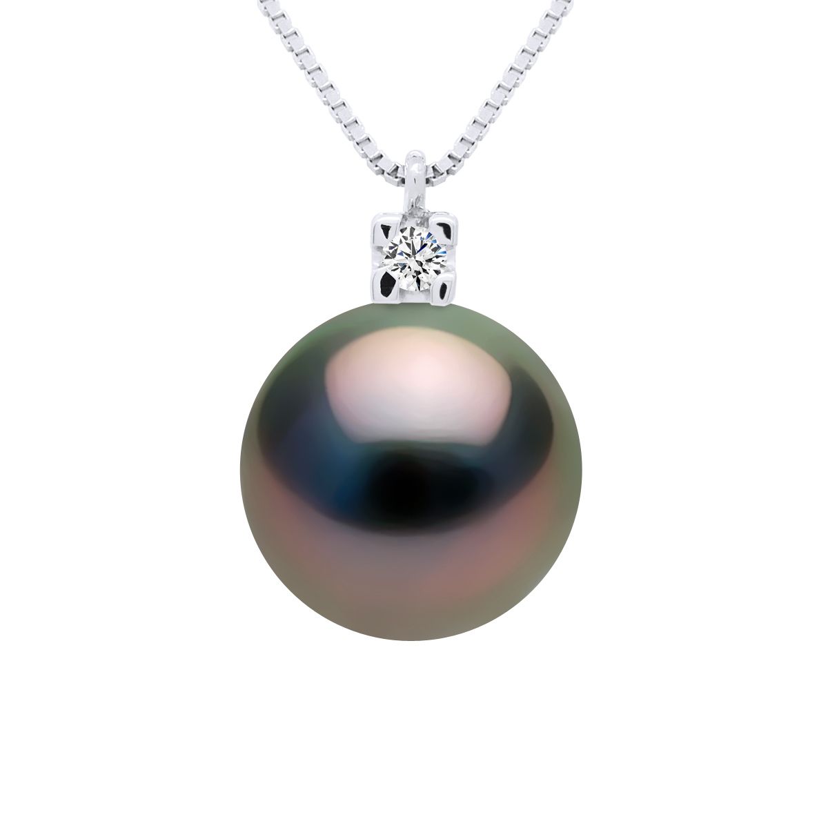 Halskette mit Diamant und Tahitiperle