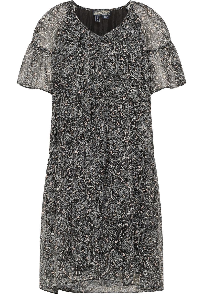 Dreimaster Kleid Damen Schwarz Mehrfarbig