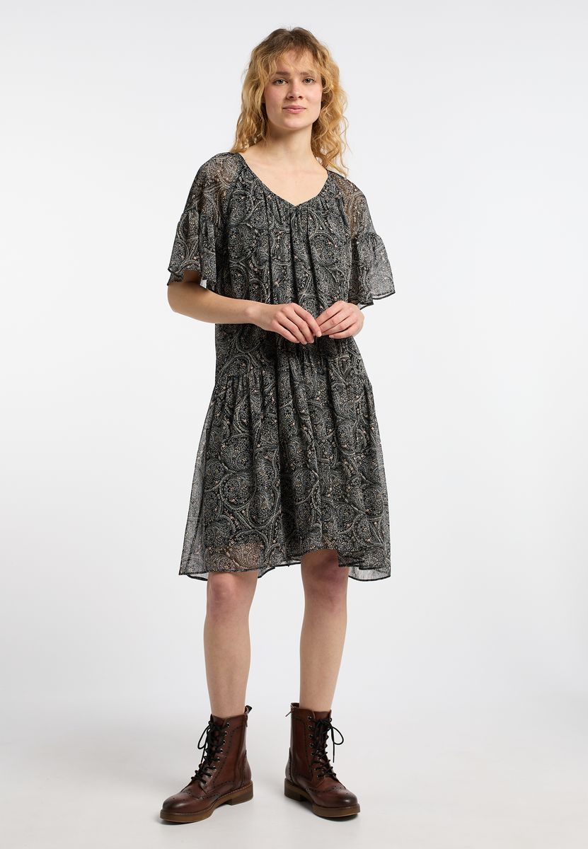 Gestuftes Midikleid mit Paisleymuster