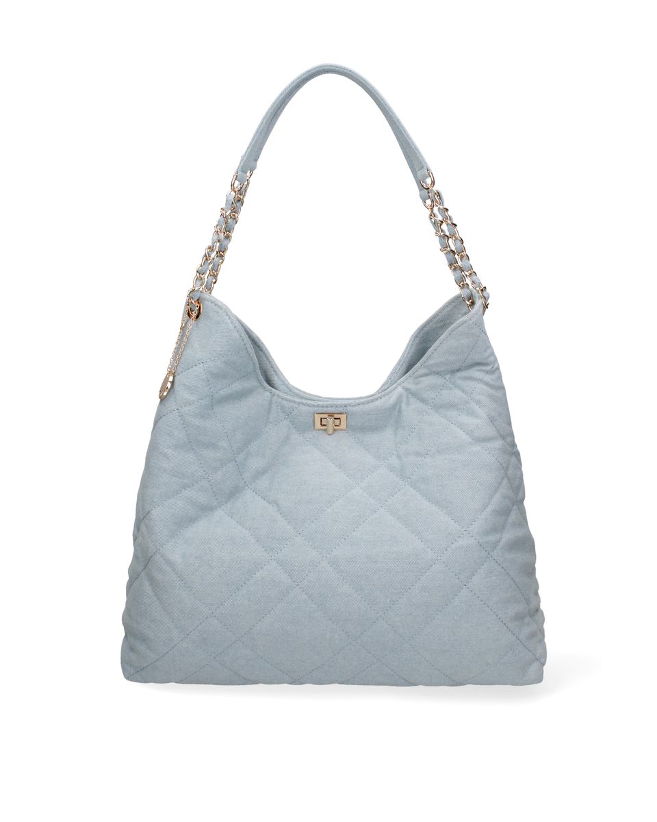 Gesteppte Denim Schultertasche