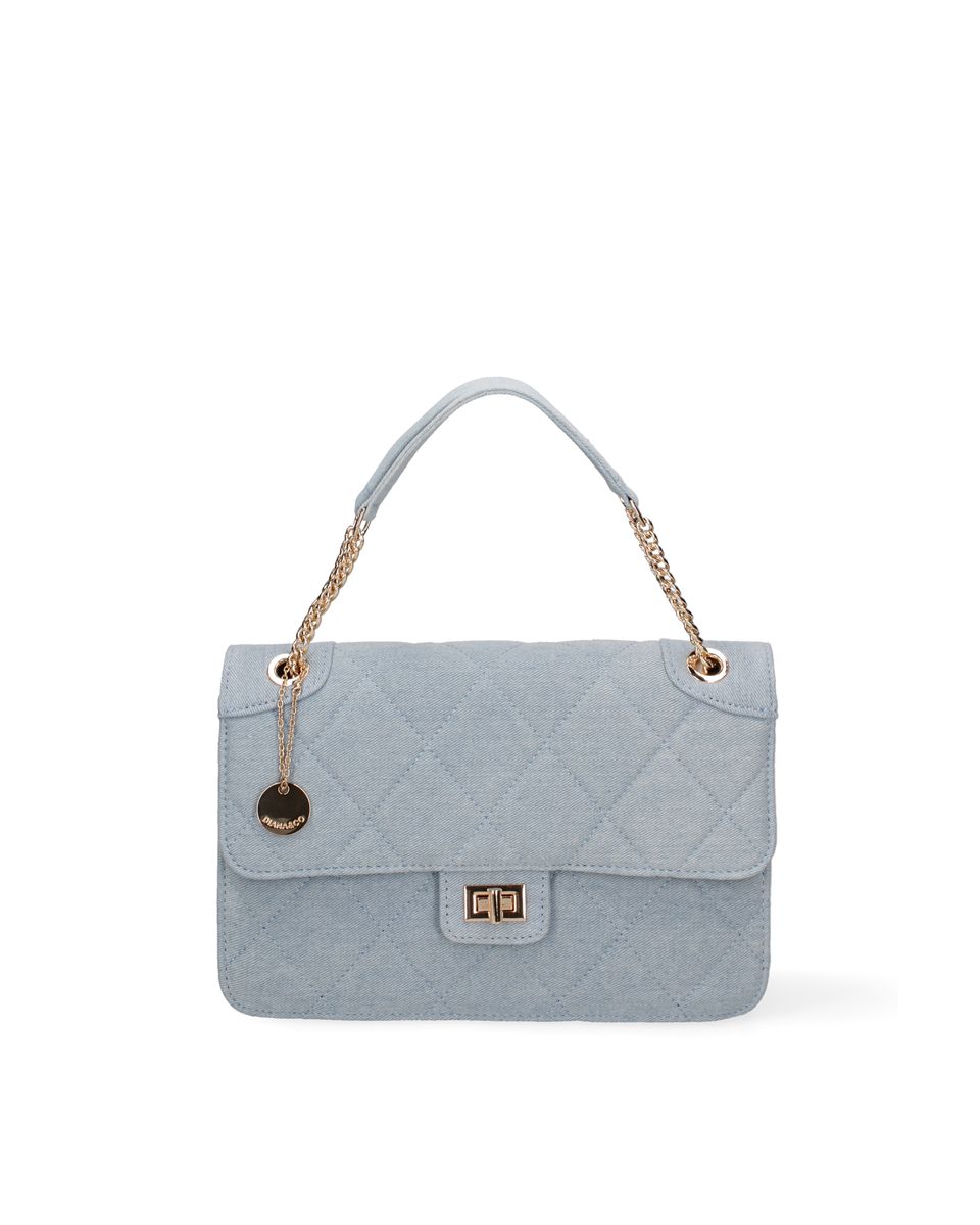 Gesteppte Denim Schultertasche