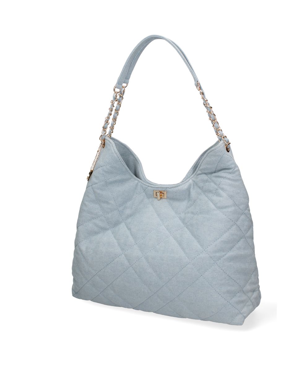 Große gesteppte Denim-Hobo-Tasche