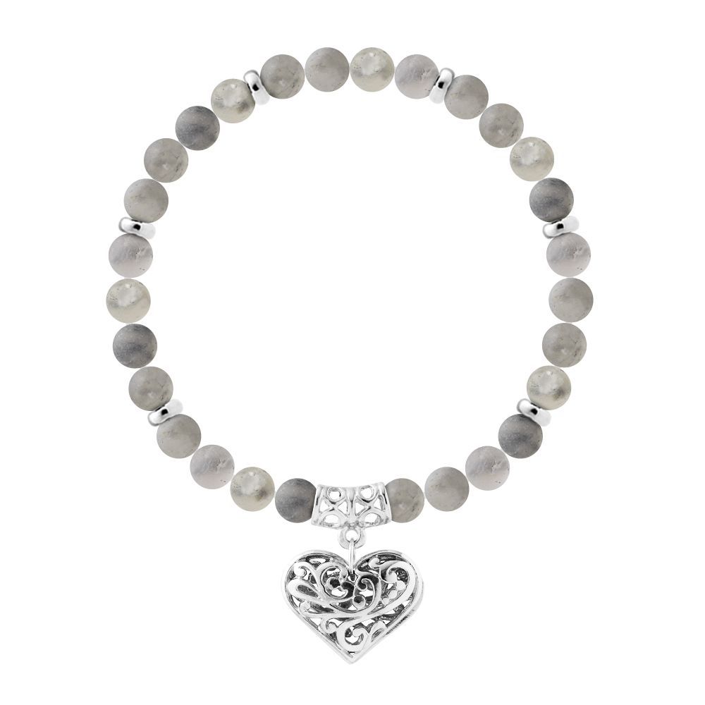 Graues Quarzstein-Perlenarmband