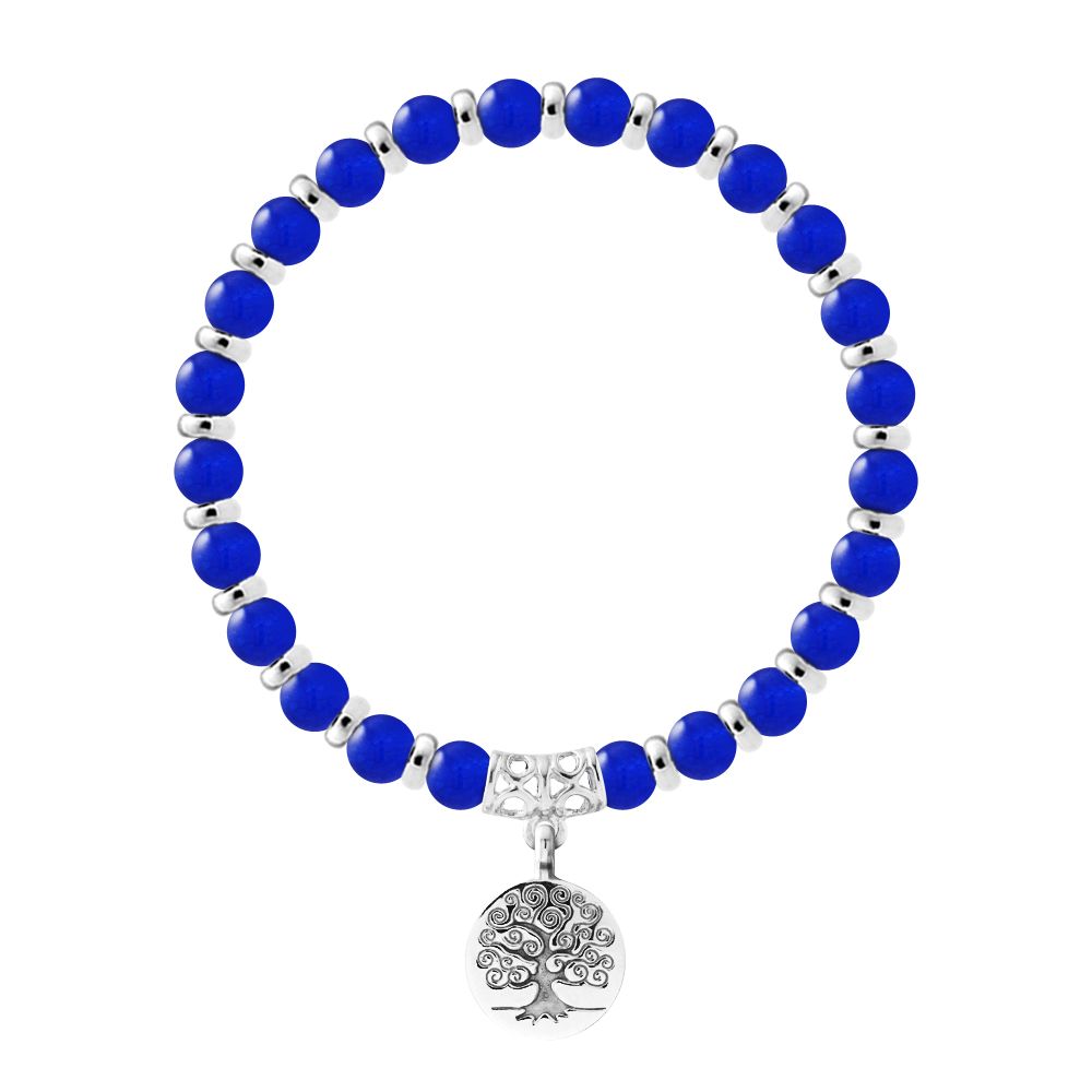Blau Chalzedon Perlen Baum Armband