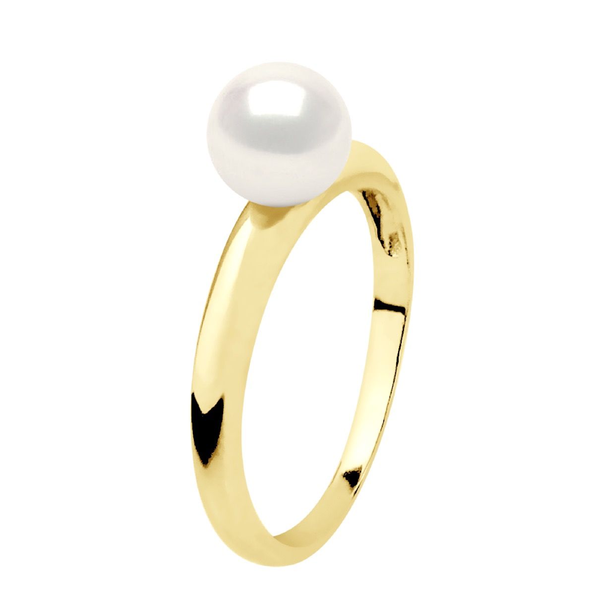 Eleganter Perlen-Solitär-Goldring