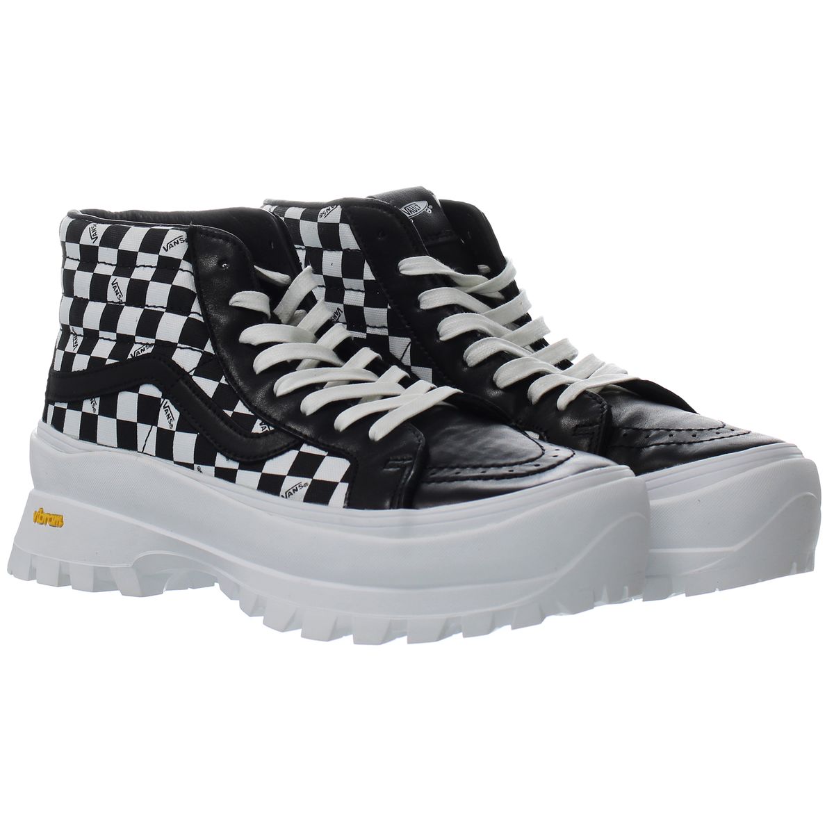 Hohe Plateau-Sneaker mit Schachbrettmuster