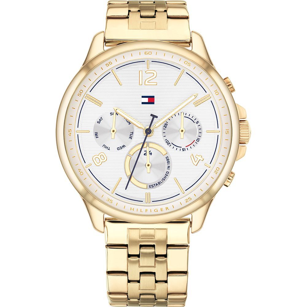 Elegante goldfarbene Multifunktionsuhr