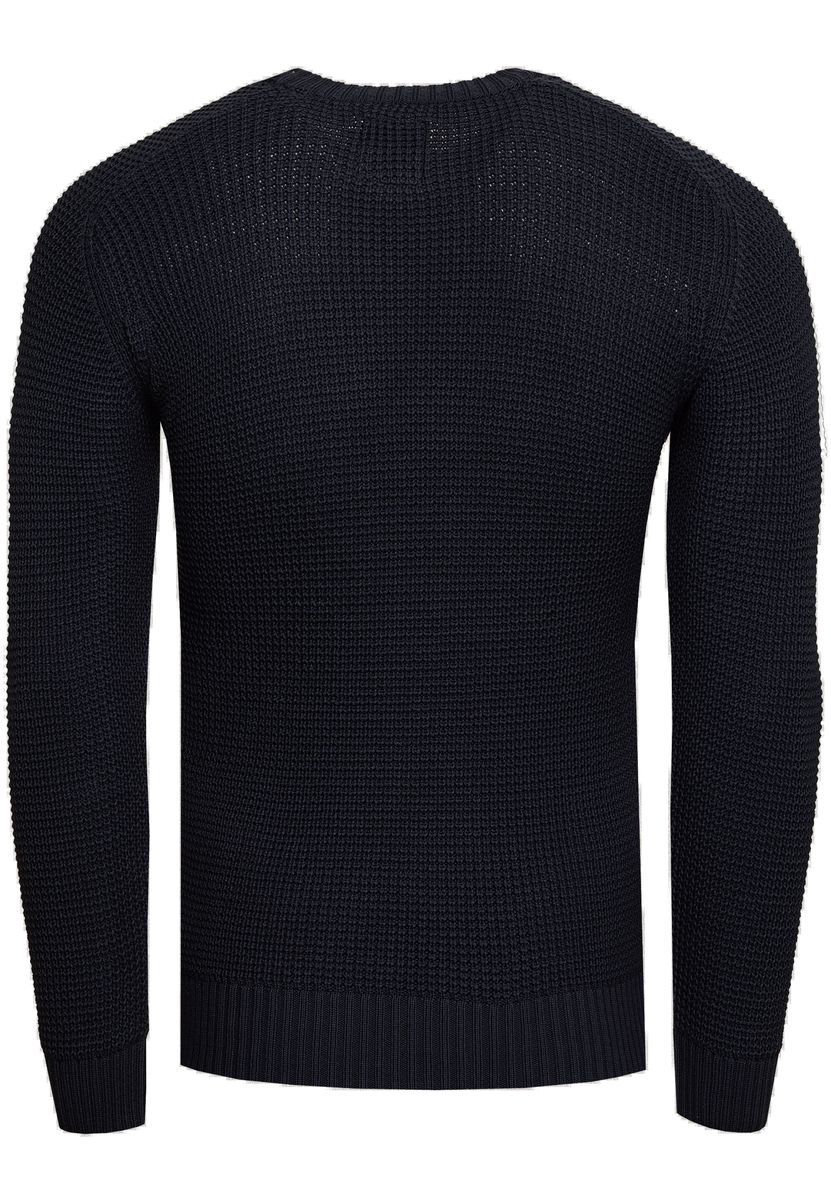 Strukturierter Grobstrick-Pullover mit Rundhalsausschnitt