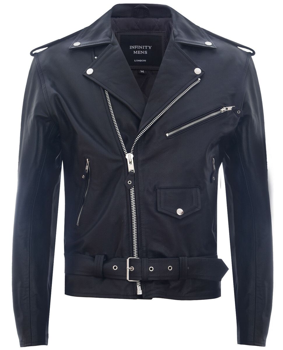 Weiße Leder Bikerjacke mit Gürtel