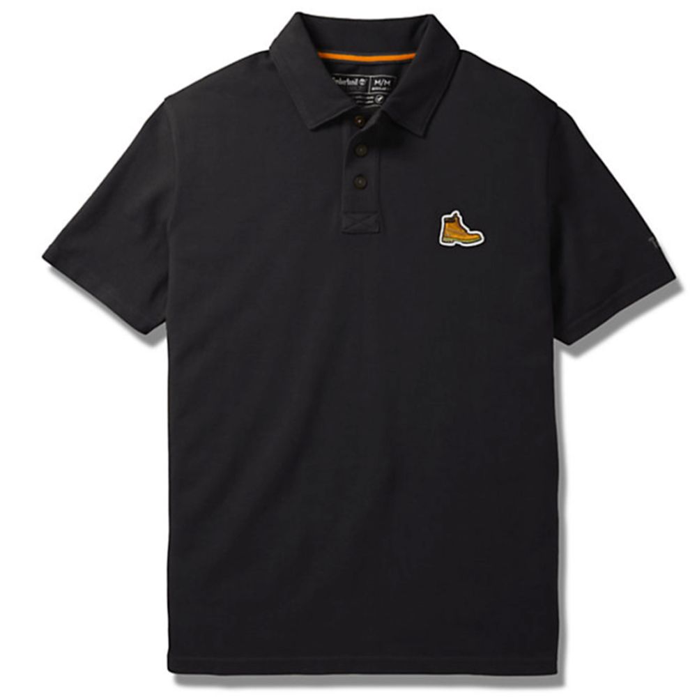 Schwarzes Baumwoll-Polohemd für Herren