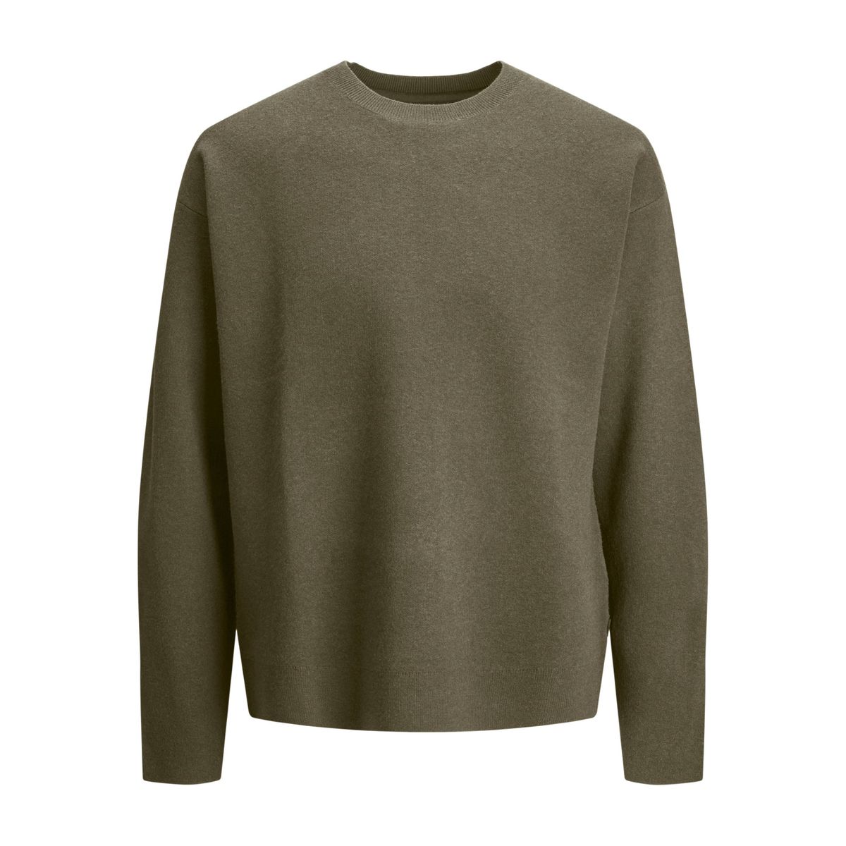 Olivgrüner Strickpullover mit Rundhalsausschnitt