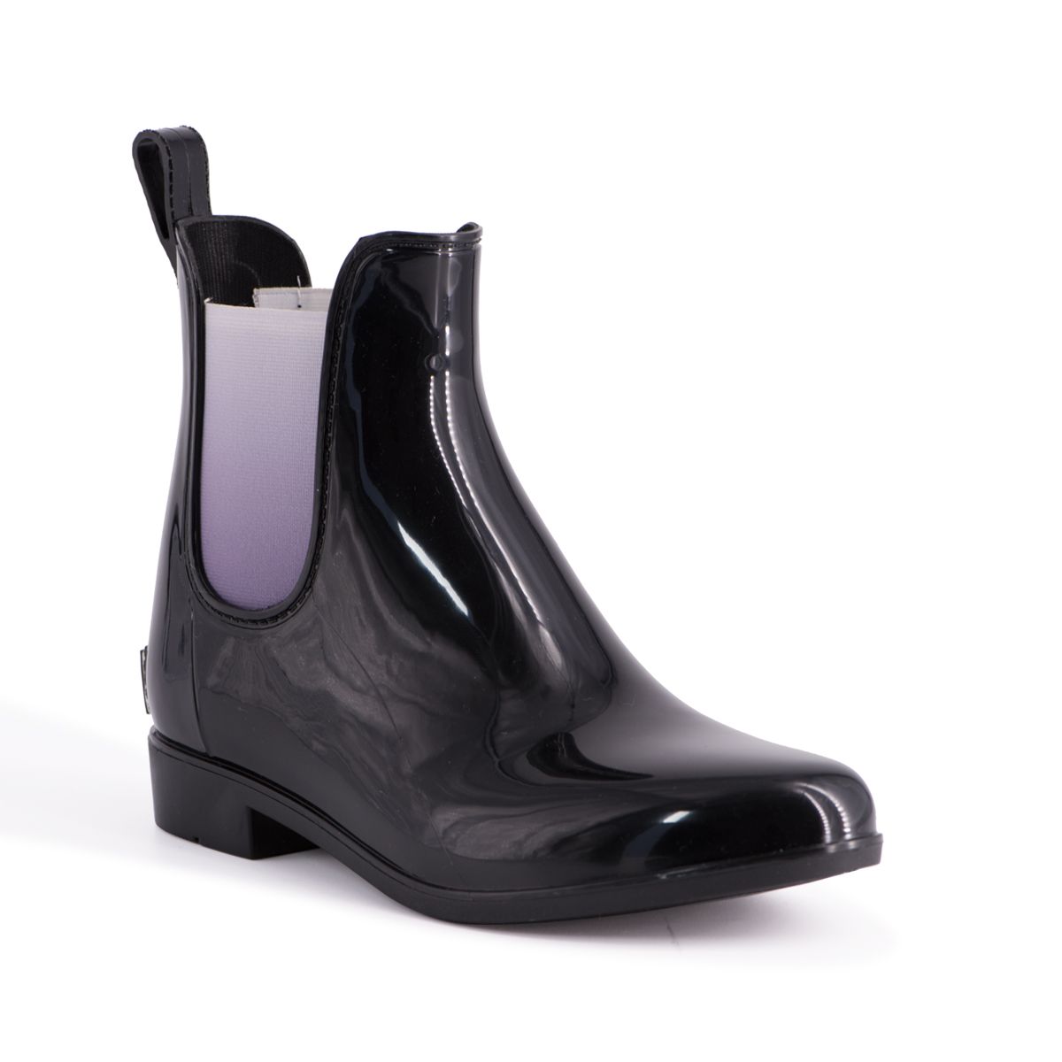 Damen Glänzende Schwarze Chelsea Regenstiefel