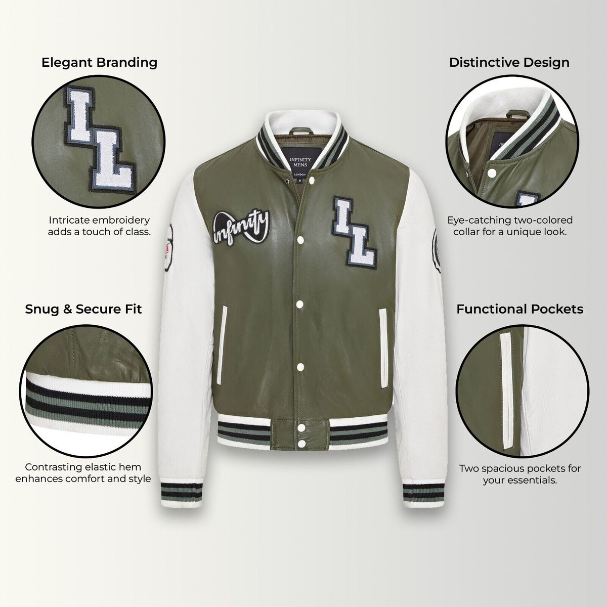 Leder-Varsity-Jacke im Letterman-Stil