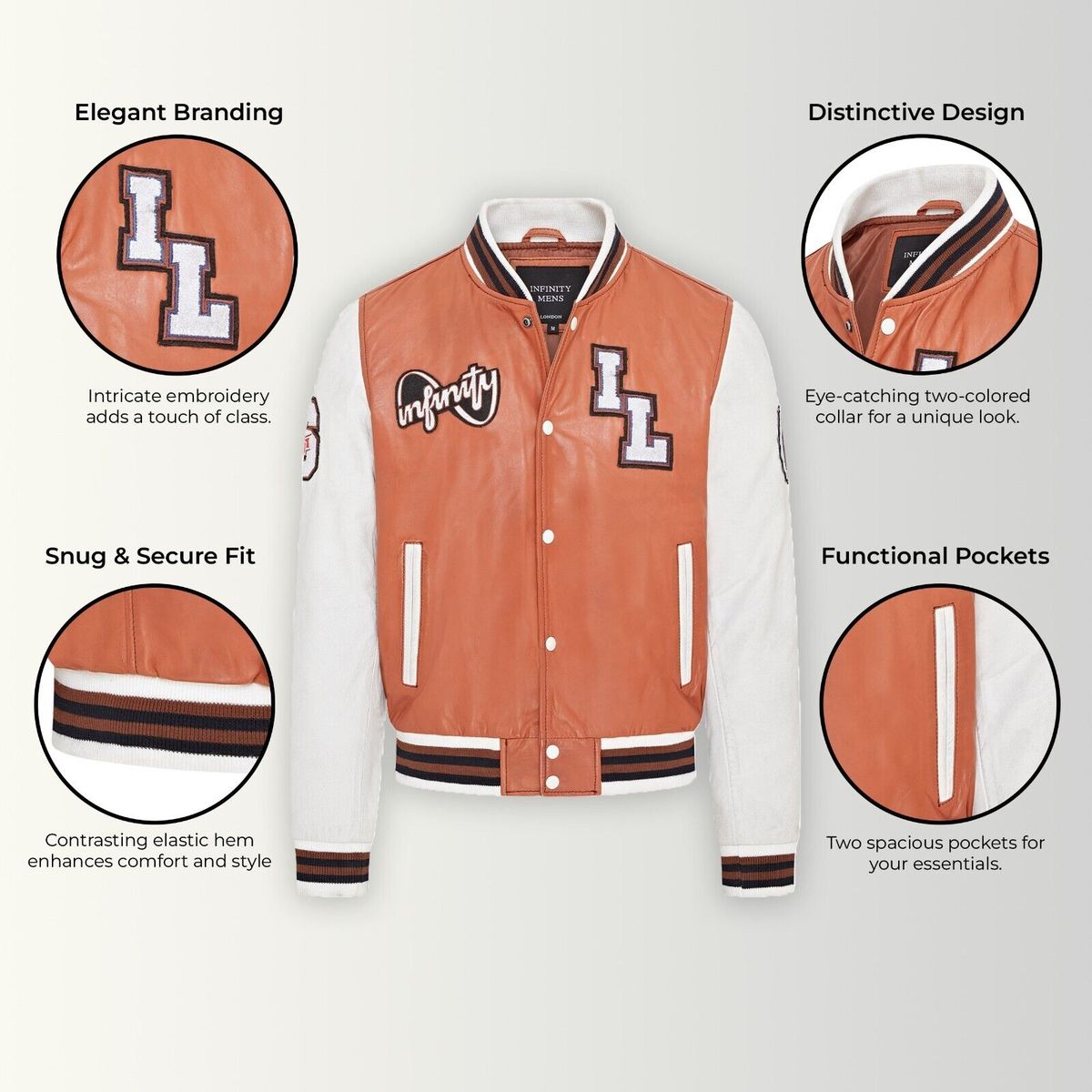 Leder-Varsity-Jacke im Letterman-Stil