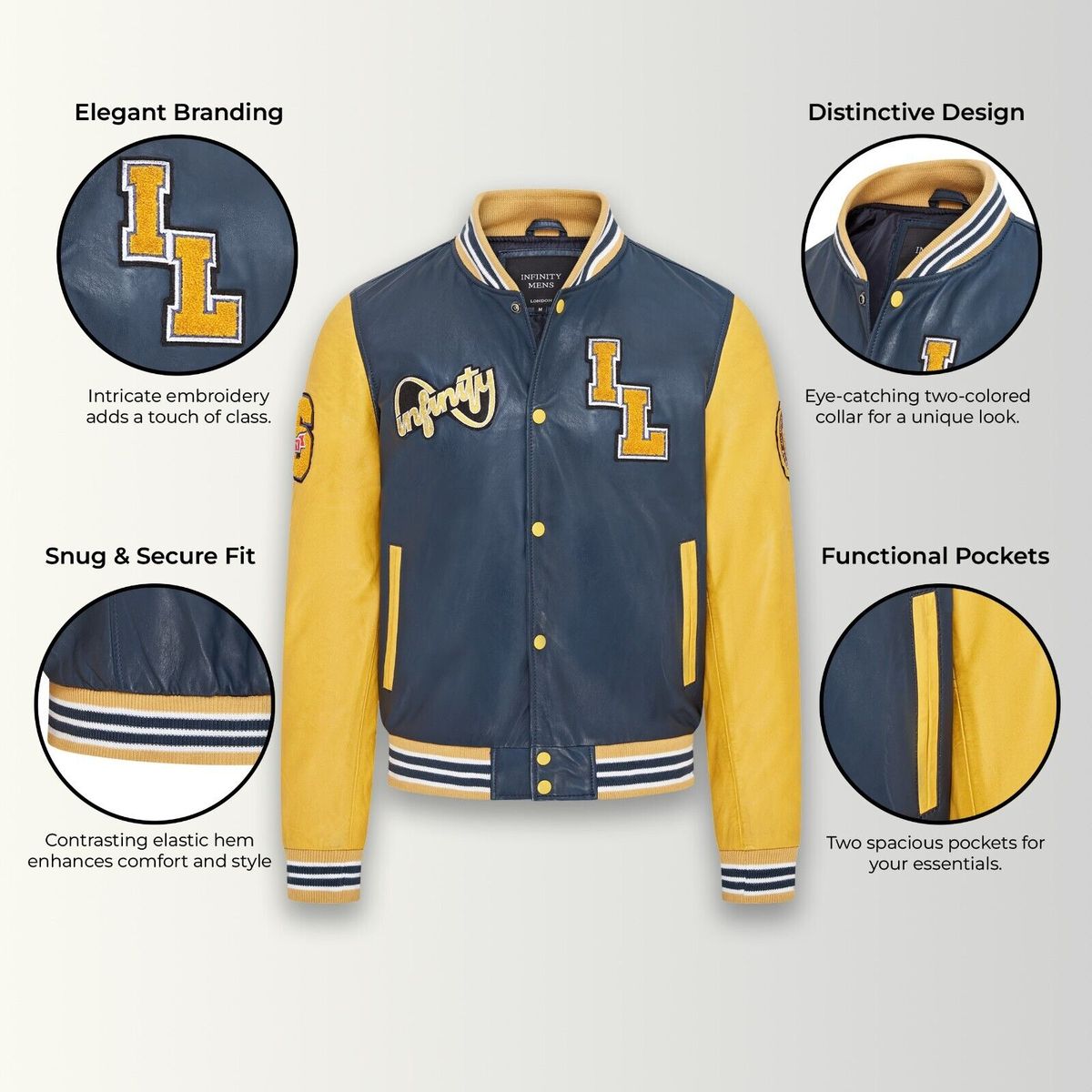 Leder-Varsity-Jacke im Letterman-Stil