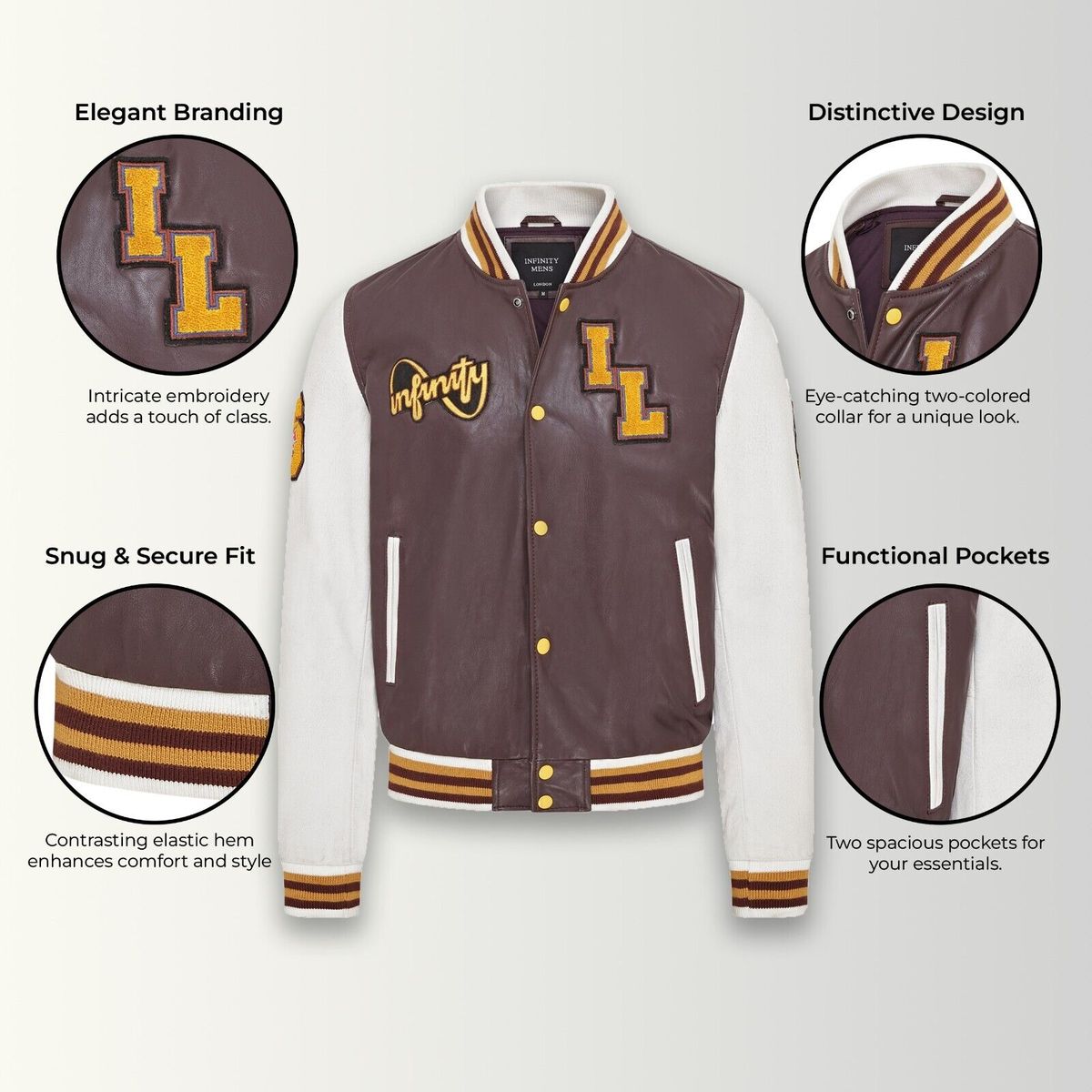 Leder-Varsity-Jacke im Letterman-Stil