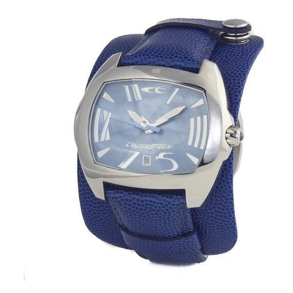 Herren Silber Gehäuse Blau Leder Uhr