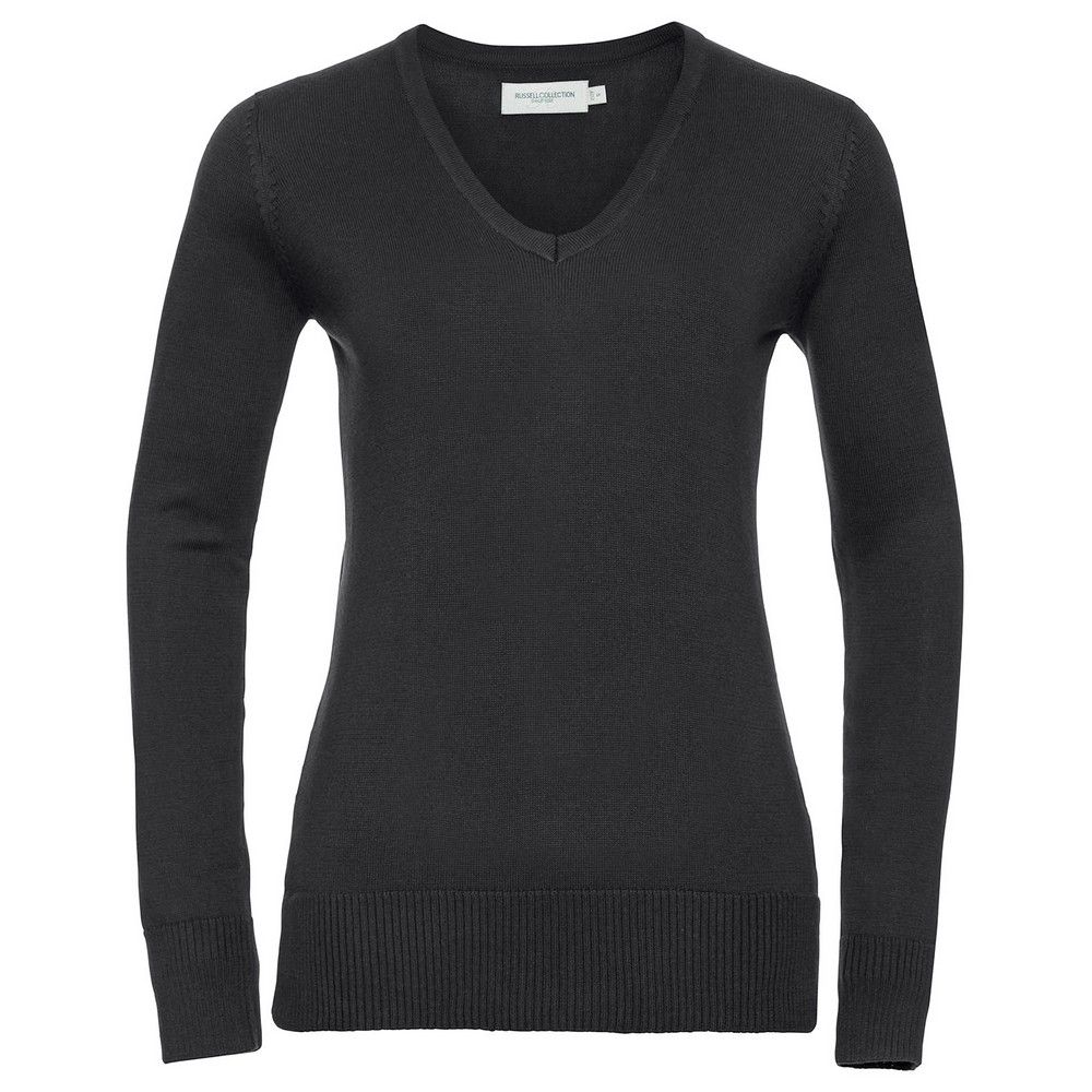 Russell Collection - Sweatshirt V-Ausschnitt für Damen (Schwarz)
