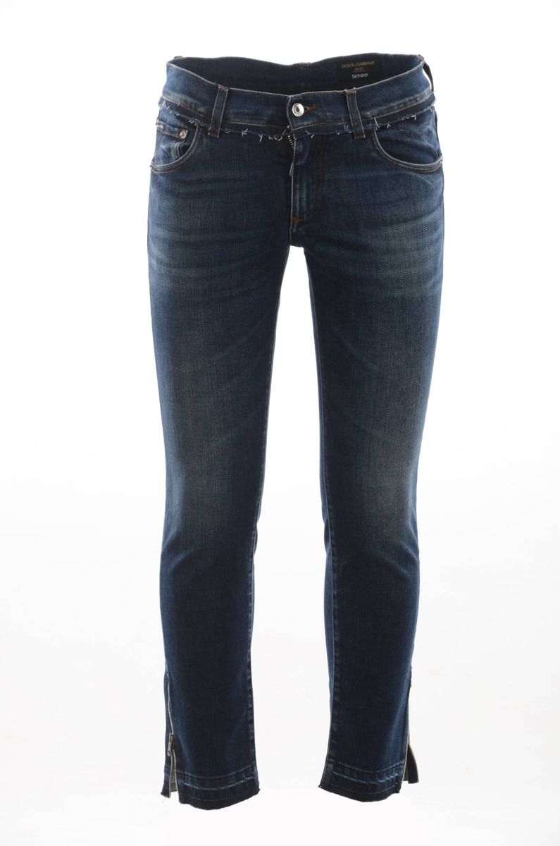 Schlank geschnittene Jeans mit Knöchelreißverschluss