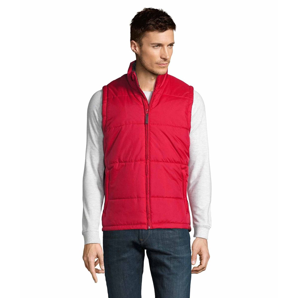 Rote, wattierte, isolierte Unisex-Weste