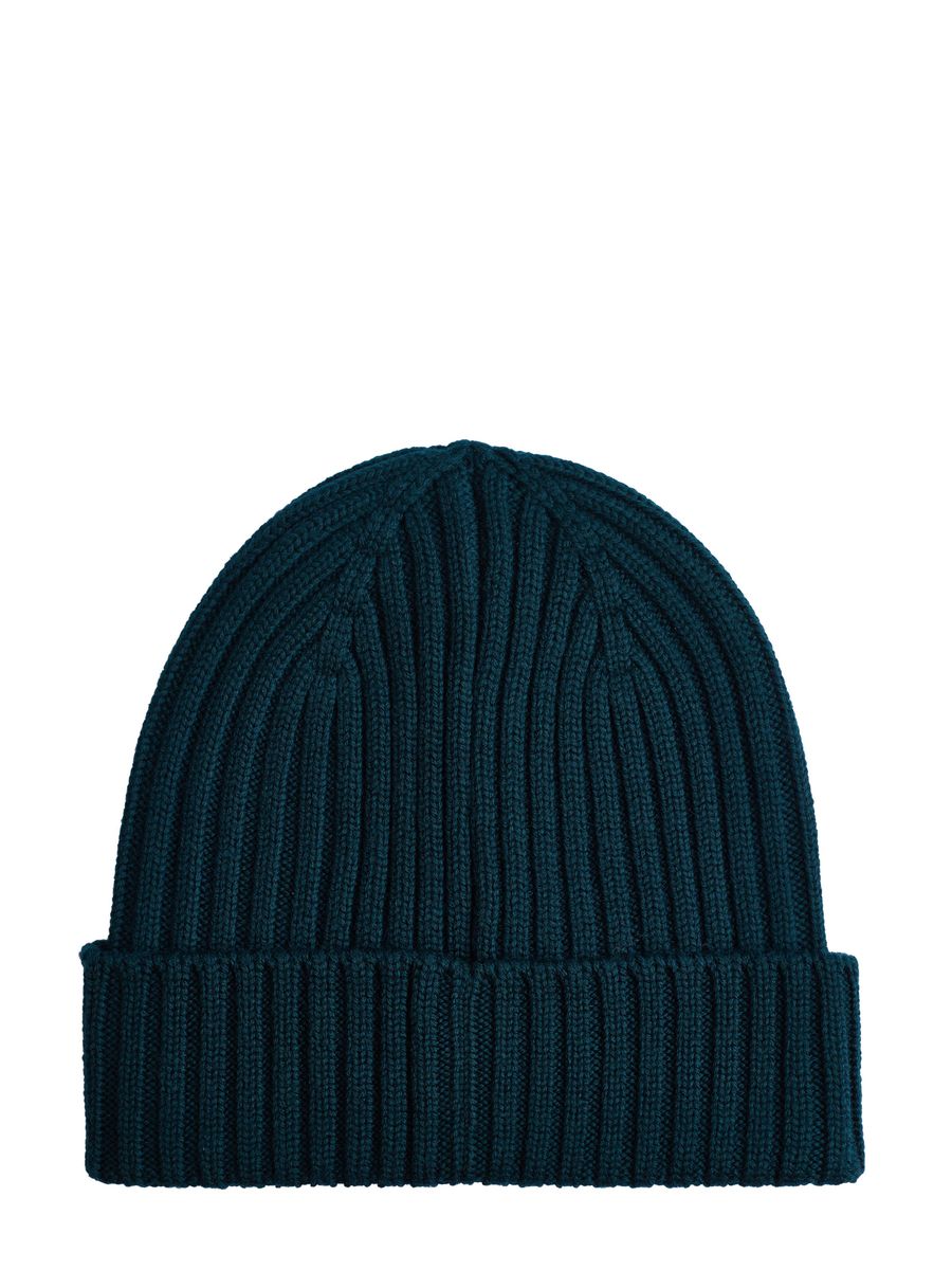 Klassische Beanie aus Rippstrick-Wolle