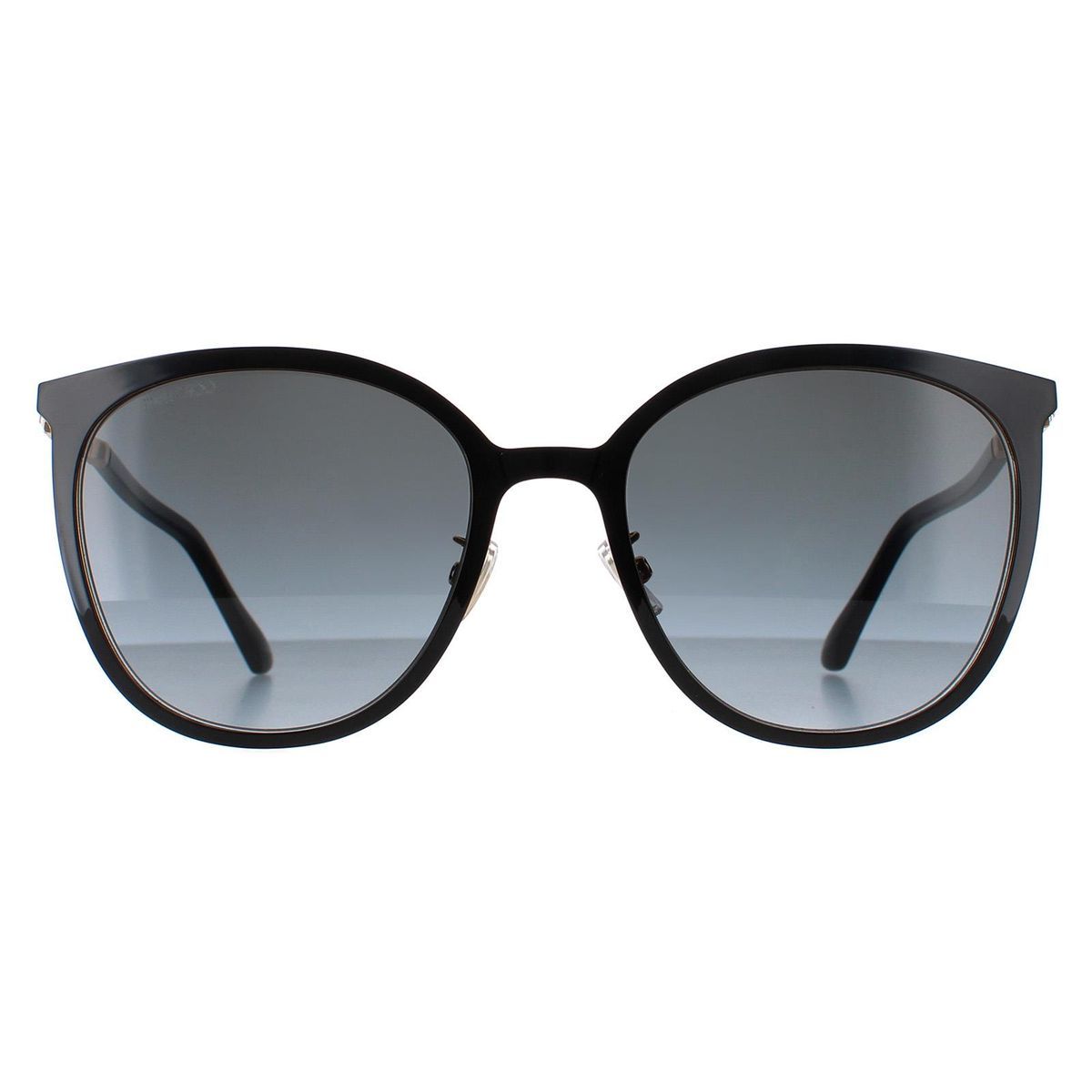 Schwarze Cat-Eye Sonnenbrille mit goldenen Akzenten