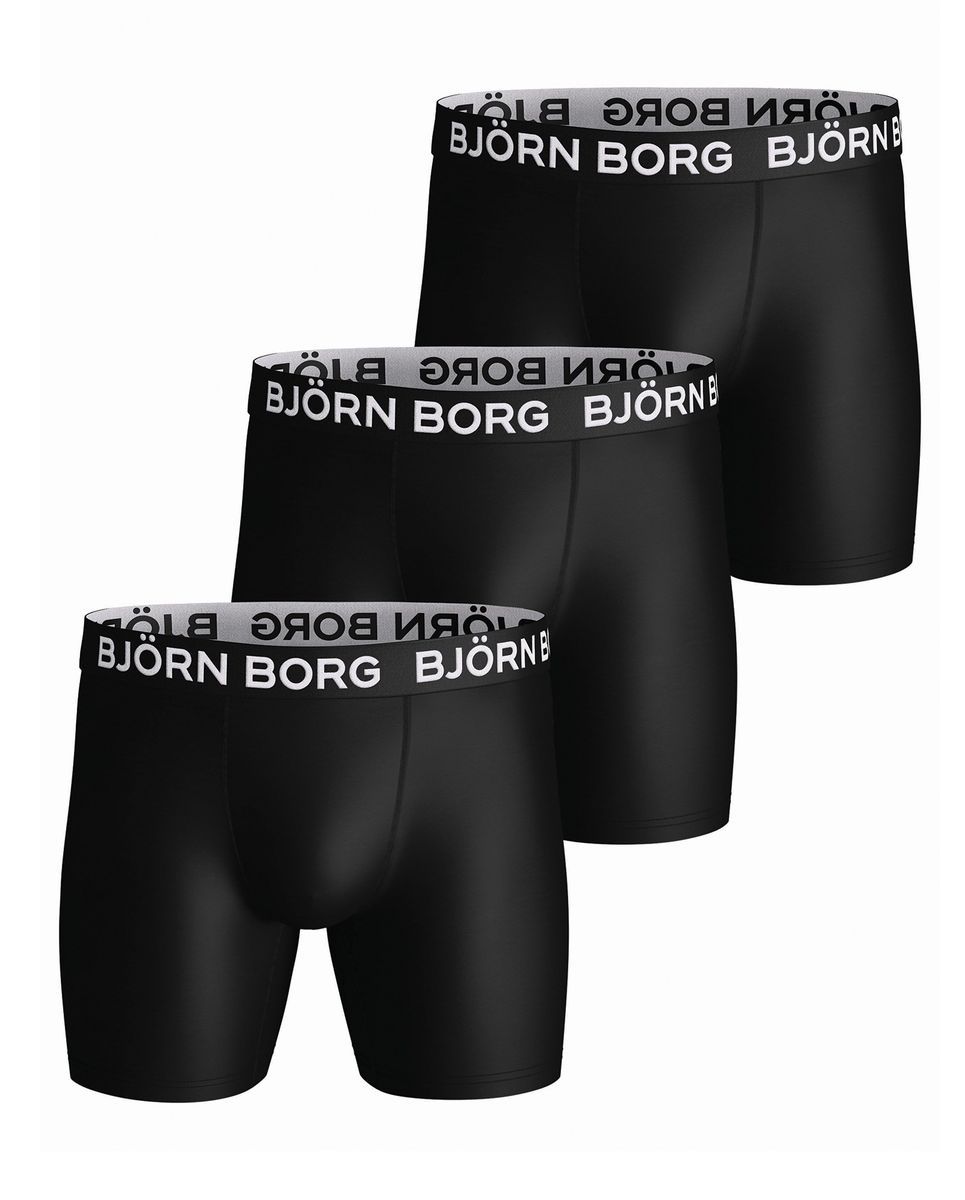 Björn Borg - 3er Pack Herren Performance Boxershorts | Sport Unterwäsche Shorts - Schwarz